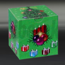 Balení v zelené krabičce s vánočním motivem